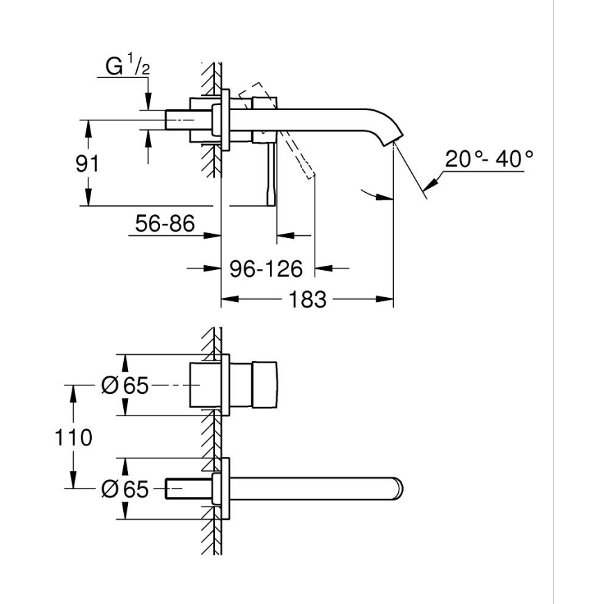 GROHE 19408GL1 - Umývadlová dvojotvorová batéria ESSENCE 183 mm zlatá