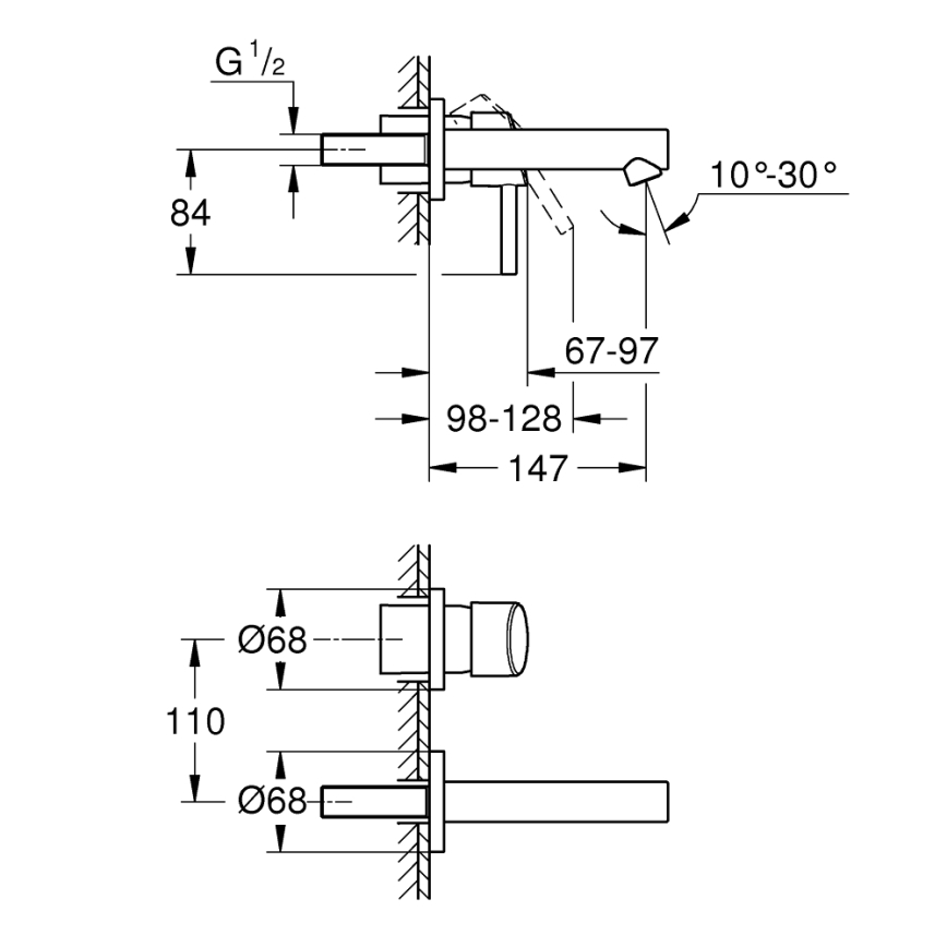 GROHE 19575001 - Umývadlová dvojotvorová batéria CONCETTO 147 mm lesklý chróm