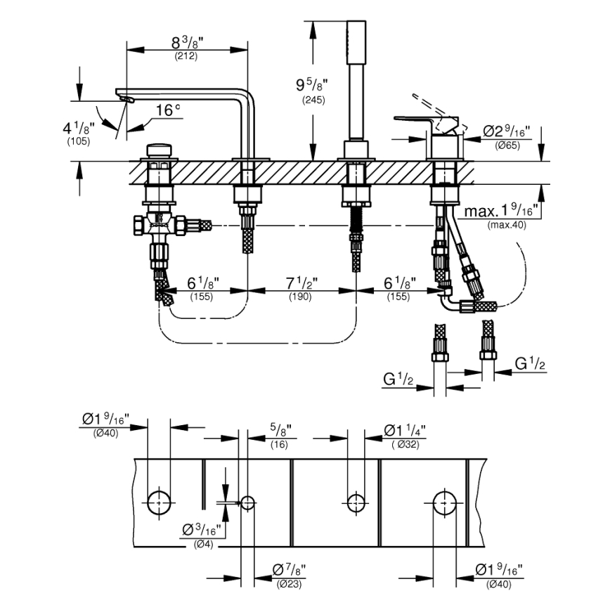 GROHE 19577001 - Vaňová štvorotvorová kombinácia LINEARE lesklý chróm