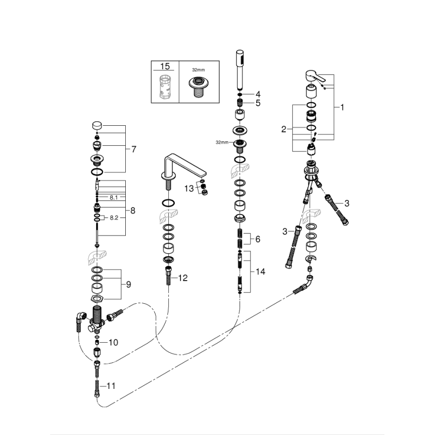 GROHE 19577001 - Vaňová štvorotvorová kombinácia LINEARE lesklý chróm