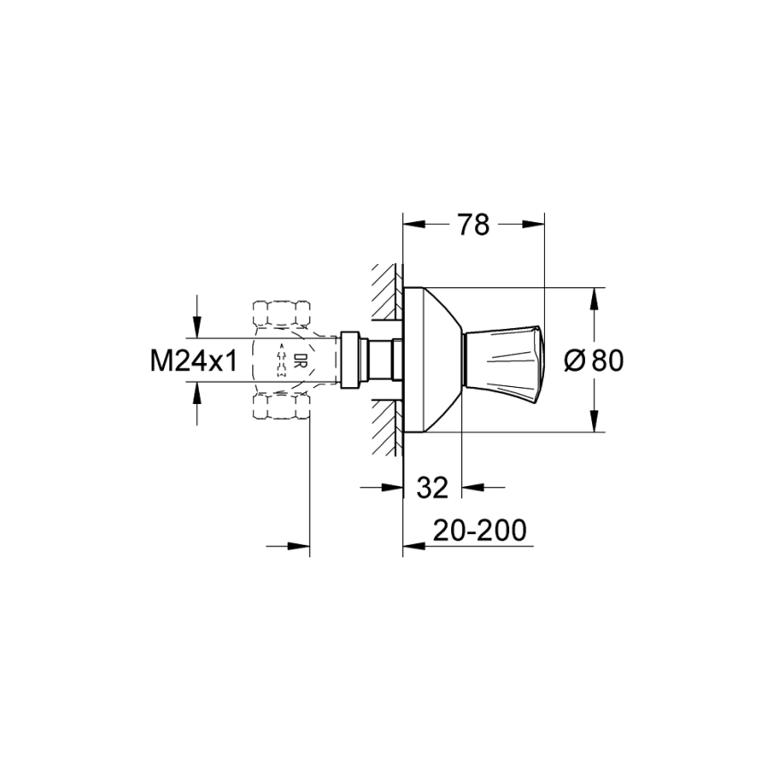GROHE 19806001 - Horný diel podomietkového ventilu COSTA L 20-200 mm lesklý chróm