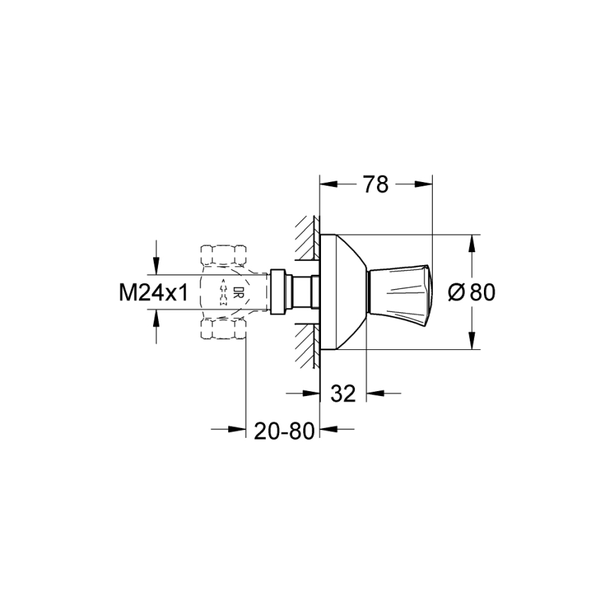 GROHE 19808001 - Horný diel podomietkového ventilu COSTA L, lesklý chróm