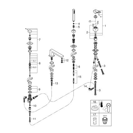 GROHE 19897001 - Vaňová štvorotvorová batéria EUROCUBE lesklý chróm