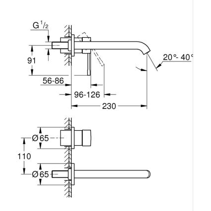 GROHE 19967AL1 - Umývadlová dvojotvorová batéria ESSENCE 230 mm grafit