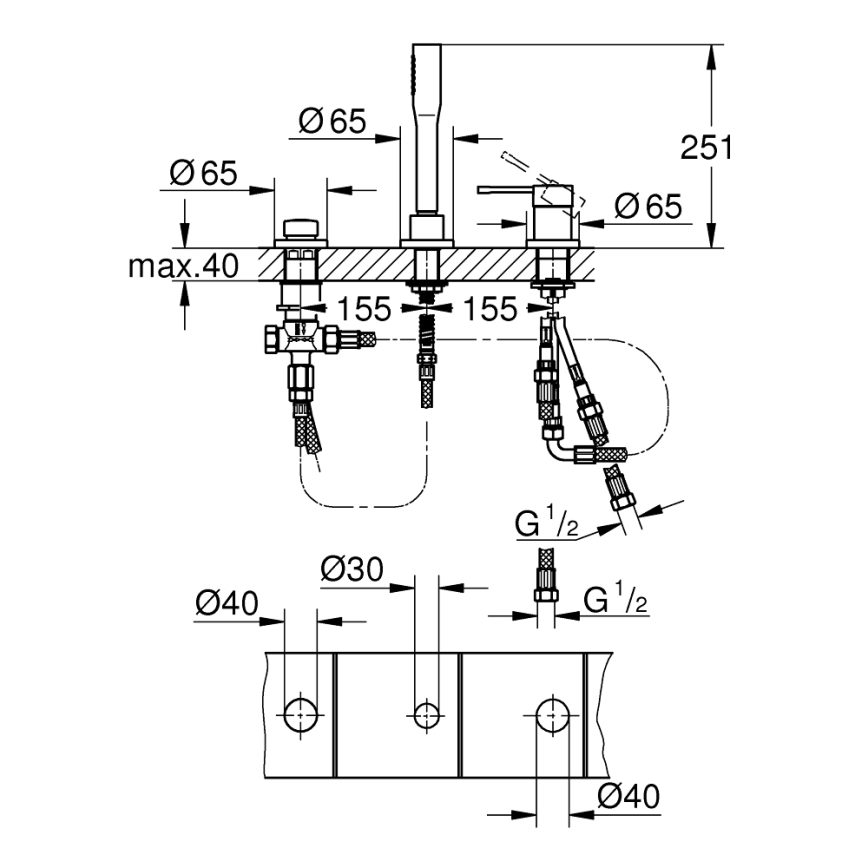 GROHE 19976001 - Vaňová trojotvorová batéria ESSENCE, lesklý chróm