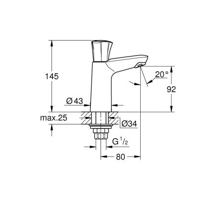 GROHE 20186001 - Stojanový ventil COSTA L DN 15 lesklý chróm