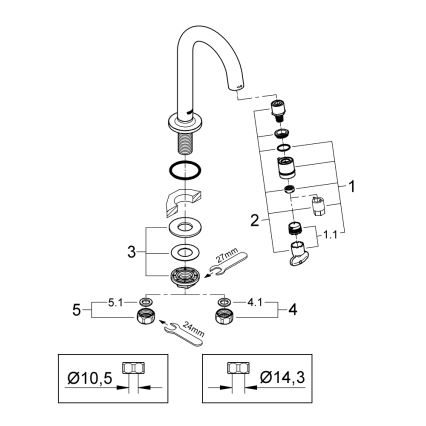 GROHE 20201000 - Stojánkový ventil UNIVERSAL 113 mm lesklý chróm