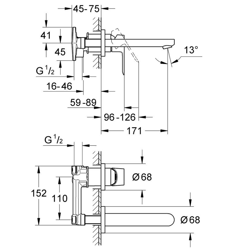 GROHE 20289000 - Umývadlová dvojotvorová batéria BAULOOP 110 mm lesklý chróm