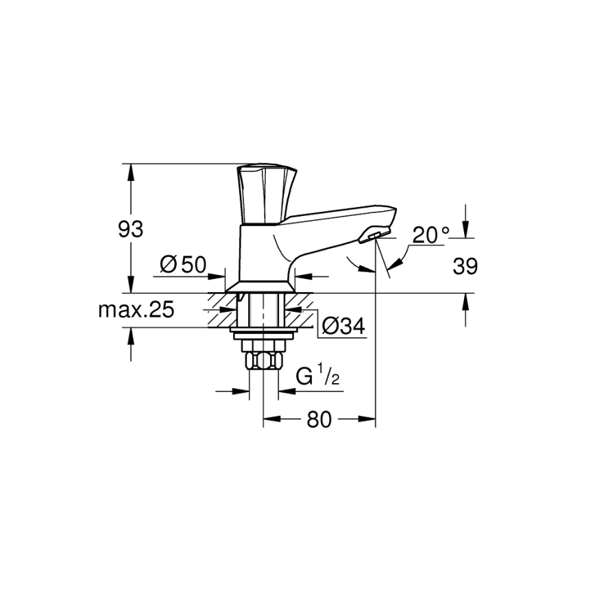 GROHE 20404001 - Stojanový ventil COSTA L DN 15 lesklý chróm