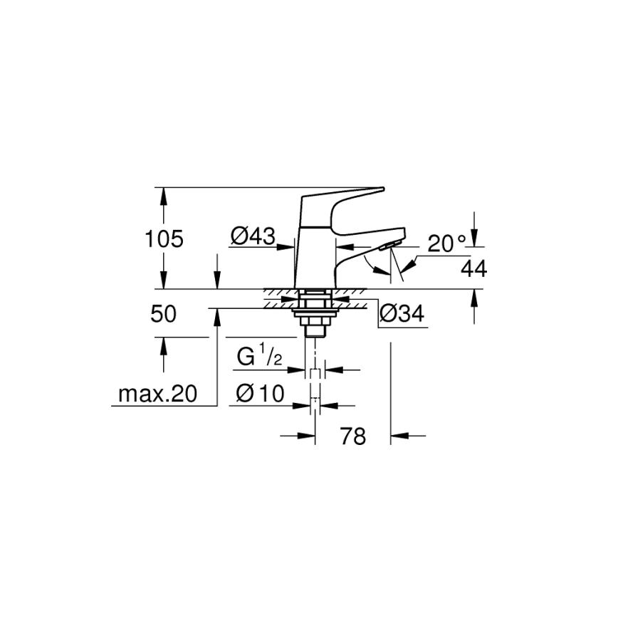 GROHE 20577000 - Stojanový ventil START FLOW DN 15, lesklý chróm