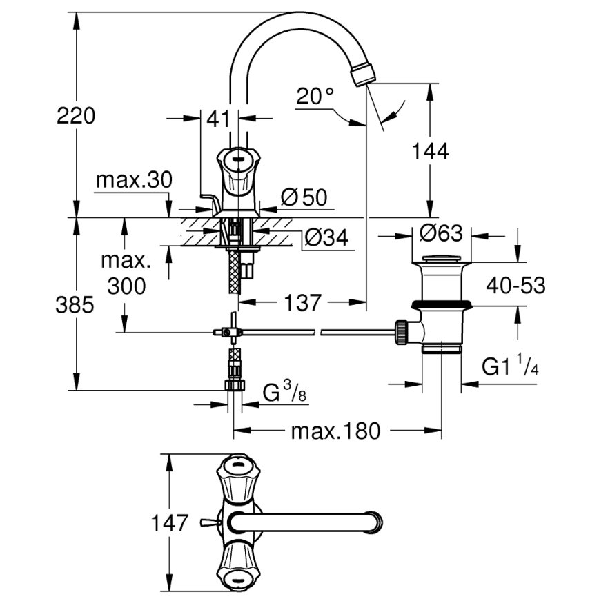 GROHE 21375001 - Umývadlová batéria COSTA L lesklý chróm