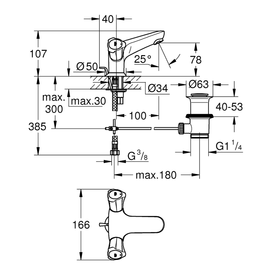 GROHE 21390001 - Umývadlová batéria COSTA L DN 15 lesklý chróm