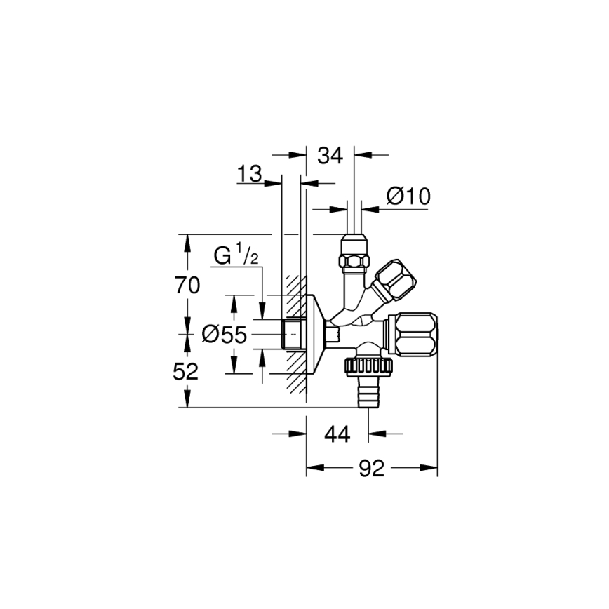 GROHE 22035000 - Kombinovaný rohový ventil UNIVERSAL DN 15 lesklý chróm