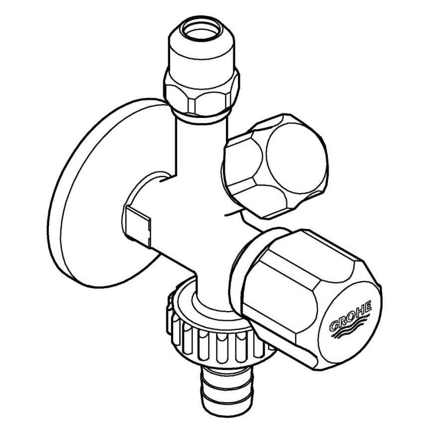 GROHE 22036000 - Kombi rohový ventil ORIGINAL WAS® DN 15 lesklý chróm