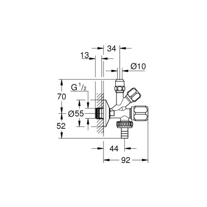 GROHE 22036000 - Kombi rohový ventil ORIGINAL WAS® DN 15 lesklý chróm