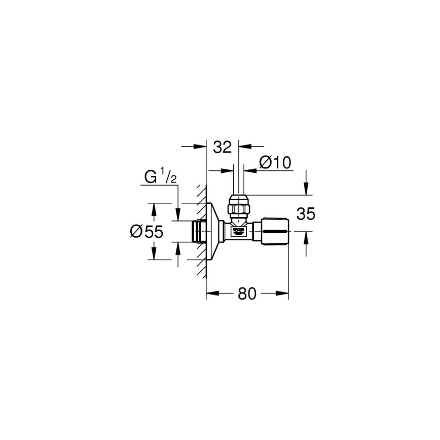 GROHE 22039000 - Uhlový ventil UNIVERSAL DN 15, lesklý chróm