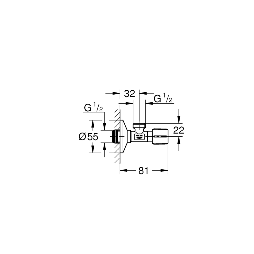 GROHE 22043000 - Rohový ventil UNIVERSAL DN 15 lesklý chróm