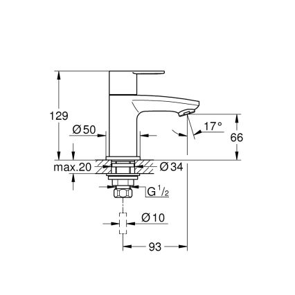 GROHE 23039002 - Páková umývadlová batéria EUROSTYLE COSMOPOLITAN, veľkosť XS, chróm