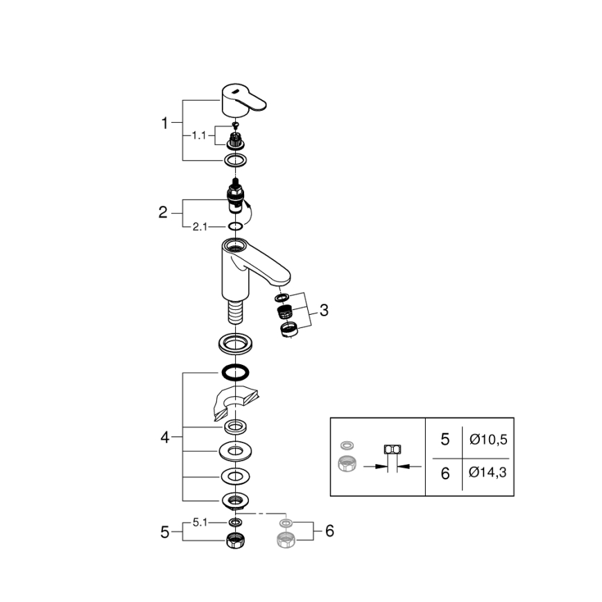 GROHE 23039002 - Stojanová batéria EUROSTYLE COSMOPOLITAN veľkosť XS chróm
