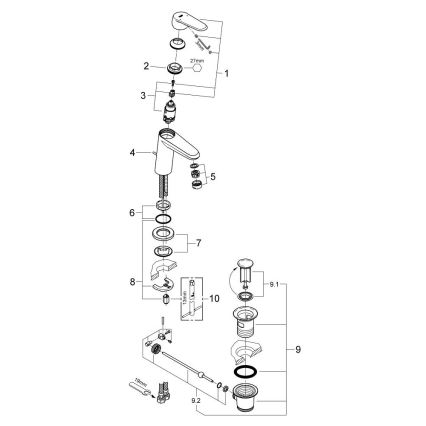 GROHE 23049002 - Umývadlová batéria EURODISC COSMOPOLITAN veľkosť S chróm