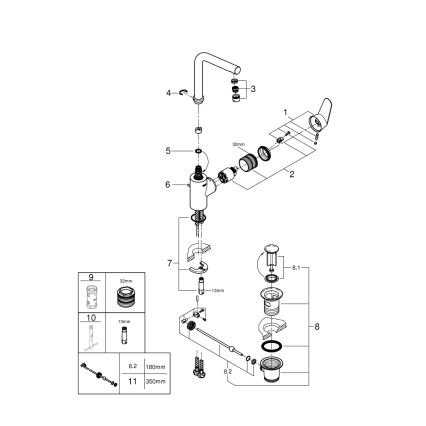GROHE 23054003 - Umývadlová batéria EURODISC COSMOPOLITAN veľkosť L chróm