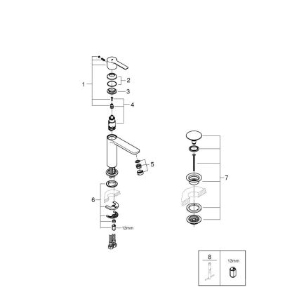 GROHE 23106DC1 - Umývadlová batéria LINEARE DN 15 nerez