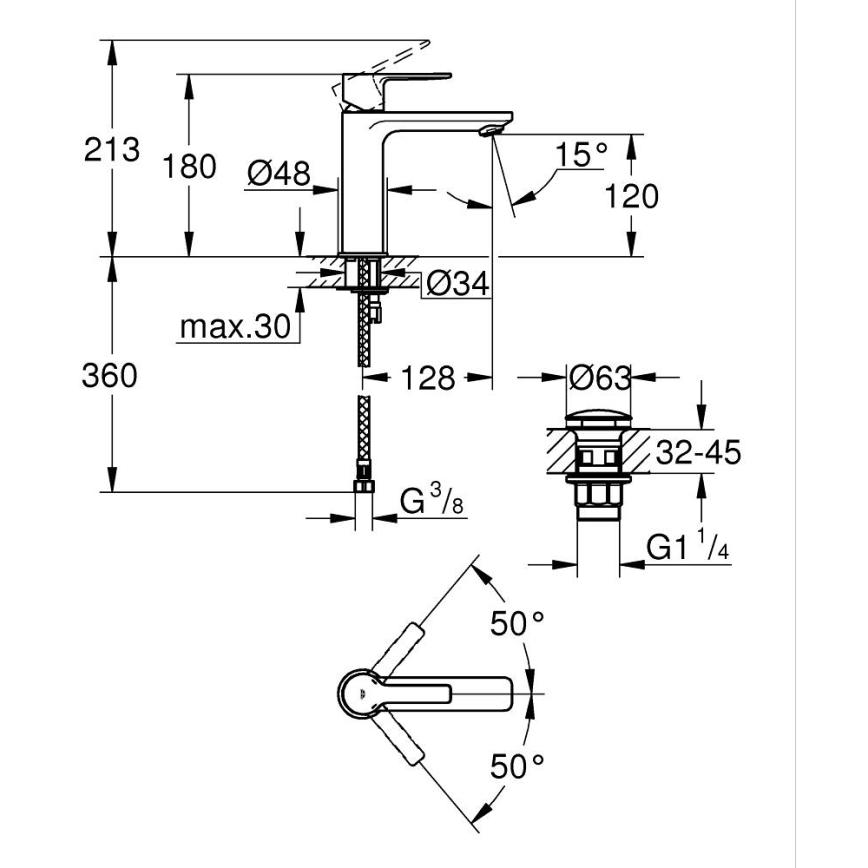 GROHE 23106DC1 - Umývadlová batéria LINEARE DN 15 nerez