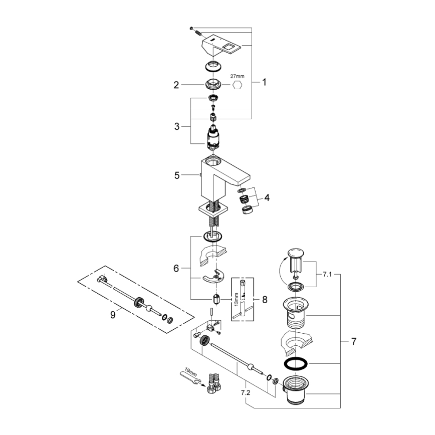 GROHE 2312700E - Umývadlová batéria EUROCUBE, veľkosť S, lesklý chróm
