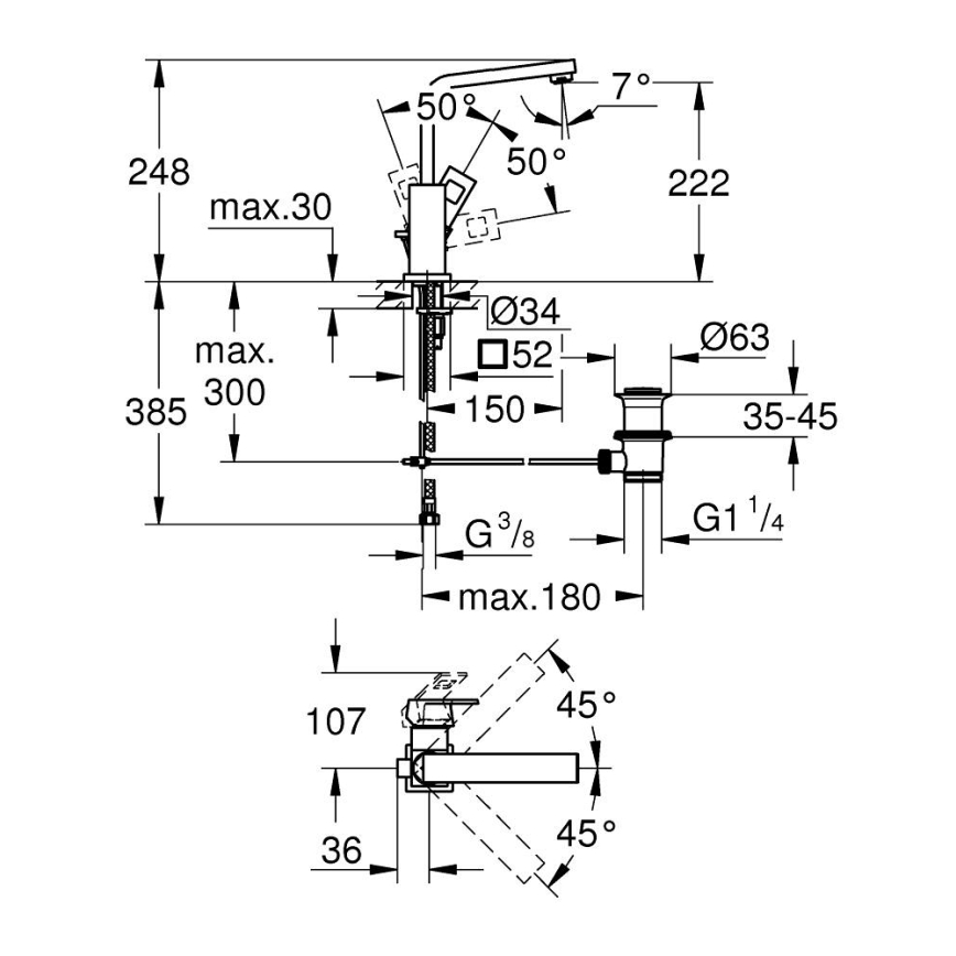 GROHE 23135AL0 - Umývadlová batéria EUROCUBE veľkosť L grafit