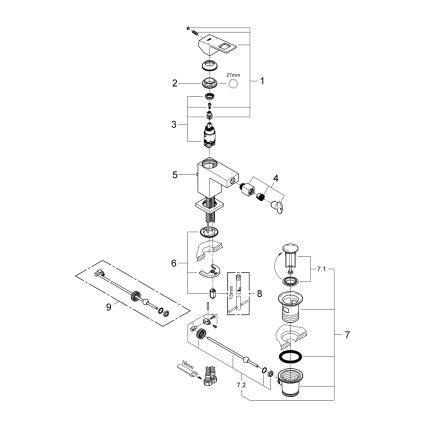 GROHE 23138000 - Bidetová batéria EUROCUBE, veľkosť S, lesklý chróm