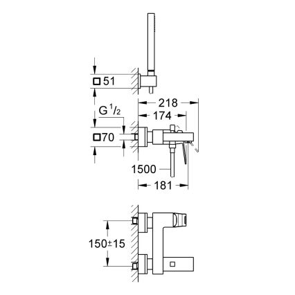 GROHE 23141000 - Vaňová batéria EUROCUBE DN 15 lesklý chróm