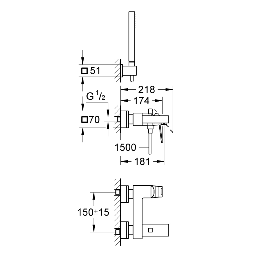 GROHE 23141000 - Vaňová batéria EUROCUBE DN 15 lesklý chróm