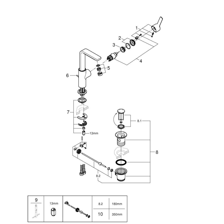 GROHE 23296001 - Umývadlová batéria LINEARE, veľkosť L, lesklý chróm