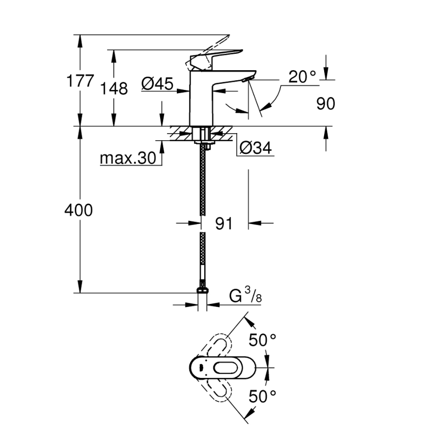 GROHE 23337000 - Umývadlová batéria BAULOOP DN 15 lesklý chróm
