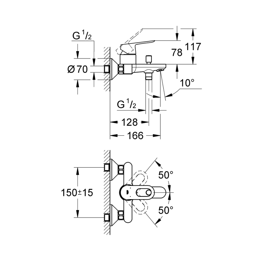 GROHE 23341000 - Vaňová batéria BAULOOP DN 15, lesklý chróm