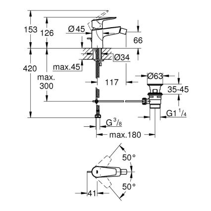 GROHE 23345001 - Bidetová batéria START EDGE, lesklý chróm