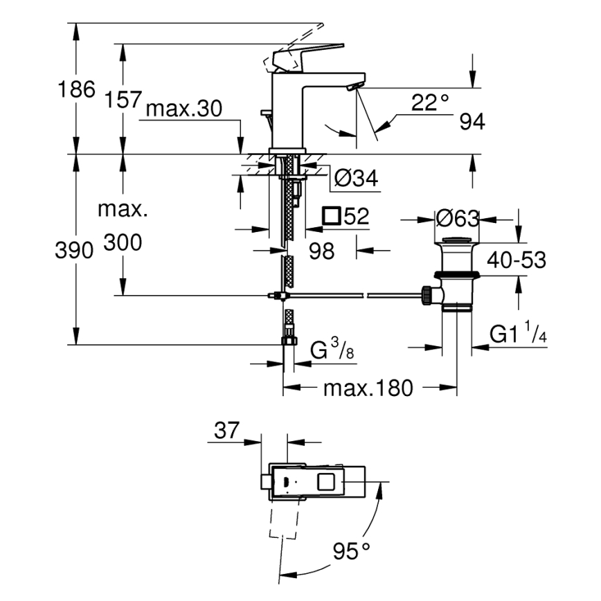 GROHE 2339000E - Umývadlová batéria EUROCUBE DN 15 lesklý chróm