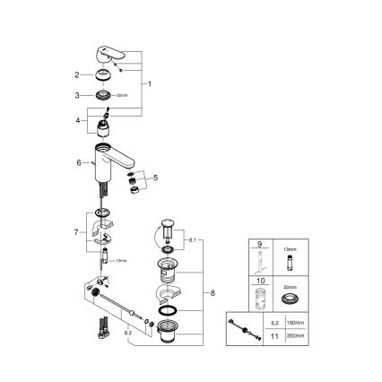 GROHE 2339600E -Umývadlová batéria EUROSMART COSMOPOLITAN DN 15 veľkosť M chróm