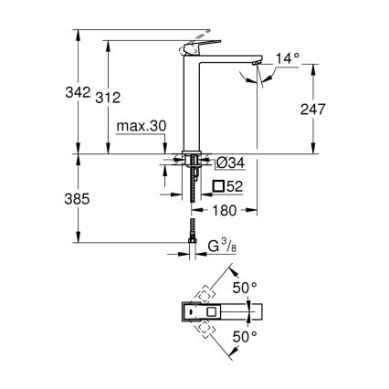GROHE 23406000 - Umývadlová batéria EUROCUBE veľkosť XL lesklý chróm