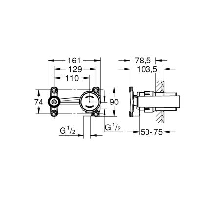 GROHE 23429000 - Pákové podomietkové vestavné teleso DN 15, mosadz