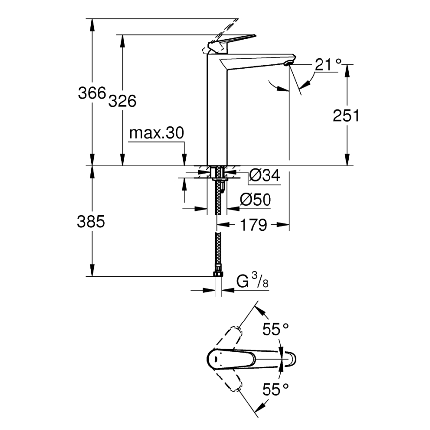 GROHE 23432000 - Umývadlová batéria EURODISC COSMOPOLITAN, veľkosť XL, chróm