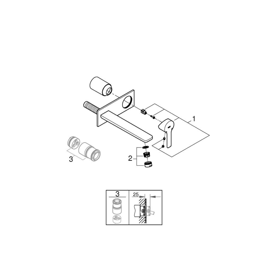GROHE 23444AL1 - Umývadlová podomietková batéria LINEARE 207 mm grafitová