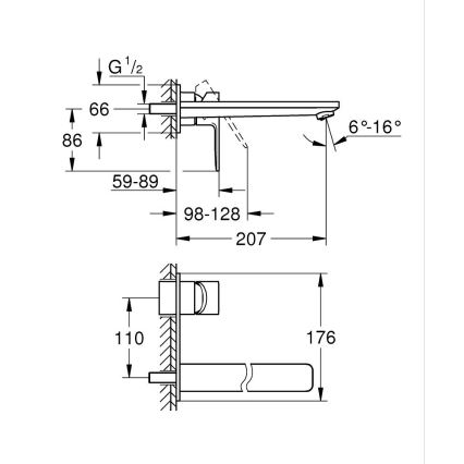 GROHE 23444AL1 - Umývadlová podomietková batéria LINEARE 207 mm grafitová