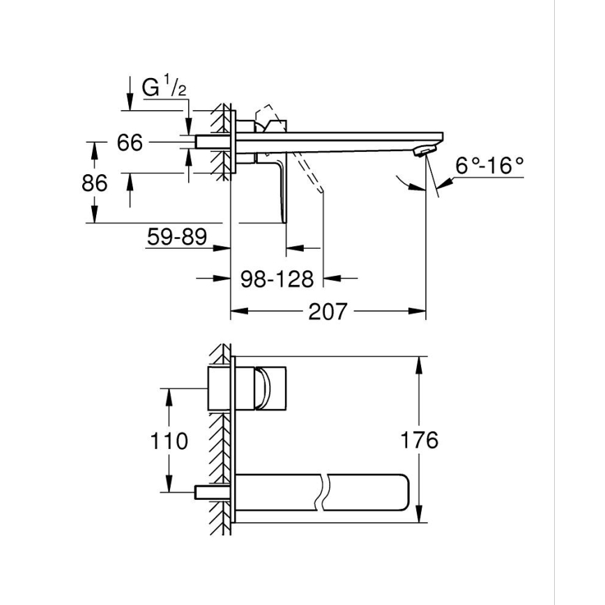 GROHE 23444AL1 - Umývadlová podomietková batéria LINEARE 207 mm grafitová