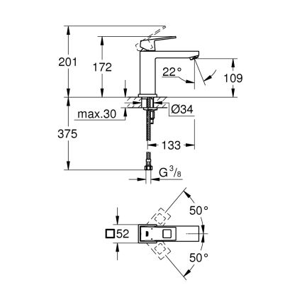 GROHE 23446000 - Umývadlová batéria EUROCUBE DN 15 lesklý chróm