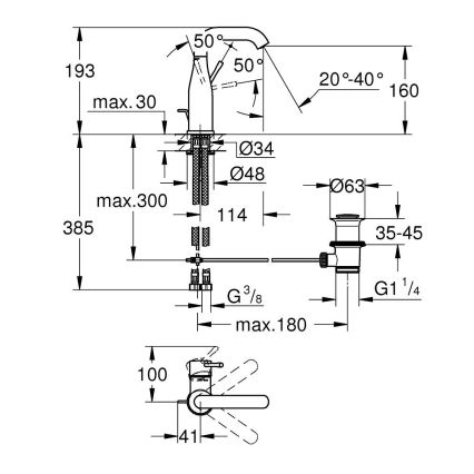 GROHE 23462DC1 - Umývadlová batéria ESSENCE veľkosť M z nerezovej ocele