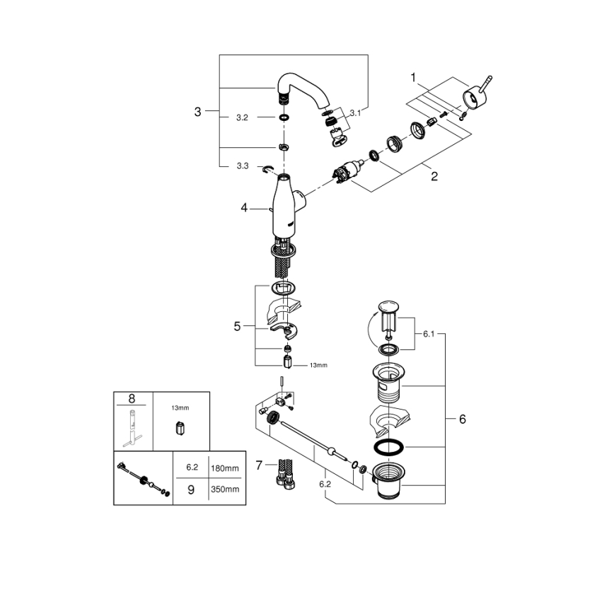 GROHE 23462GN1 - Umývadlová batéria ESSENCE DN 15 veľkosť M zlatá