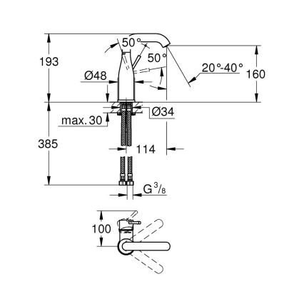GROHE 23463001 - Umývadlová batéria ESSENCE veľkosť M lesklý chróm