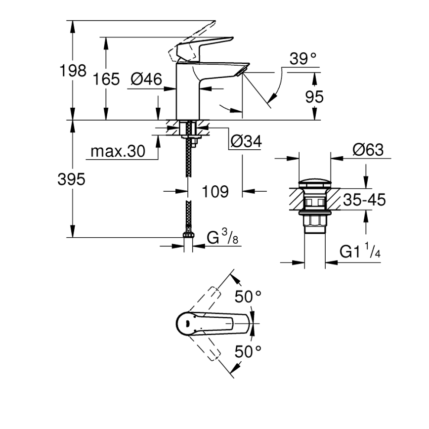 GROHE 23550002 - Umývadlová batéria START DN 15, lesklý chróm