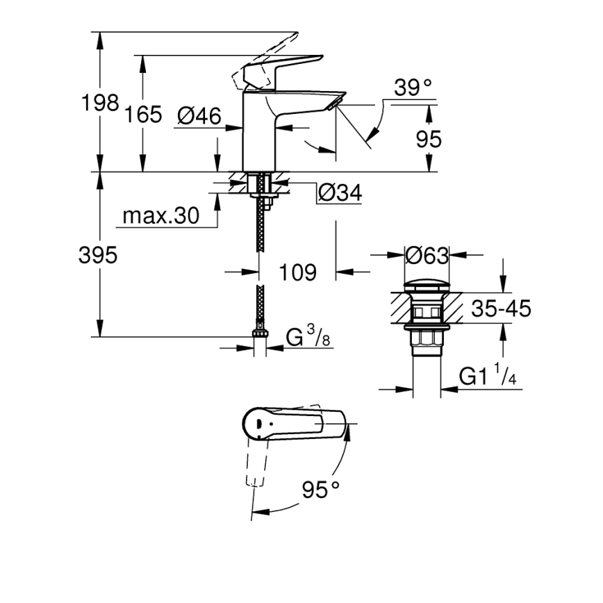 GROHE 23551002 - Umývadlová batéria START veľkosť S lesklý chróm